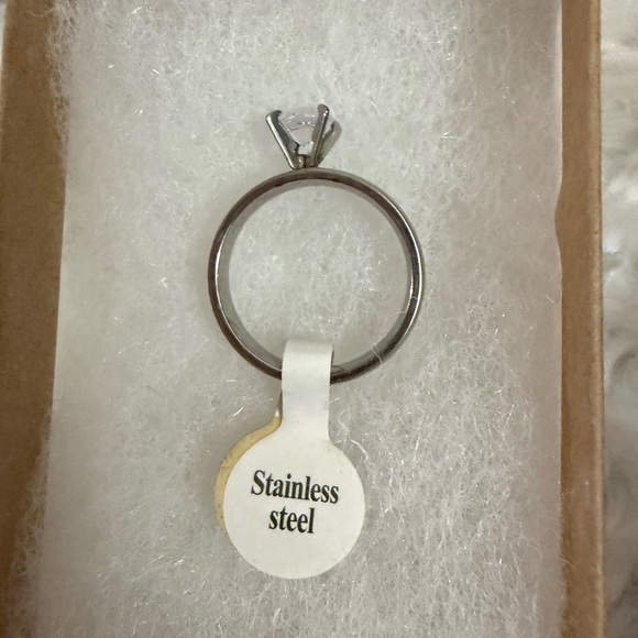 Stainless Steel Ring with Clear faux Stone NEW - Picture 2 of 4